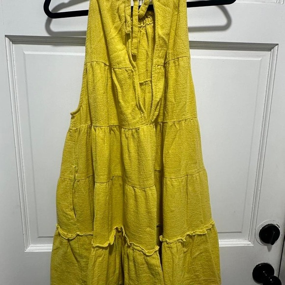 Free People Yellow tiered ruffle dress with pockets Bohemian Size Small - Picture 4 of 4